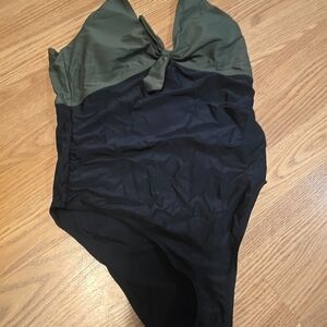 Green and Black One-Piece Swimsuit